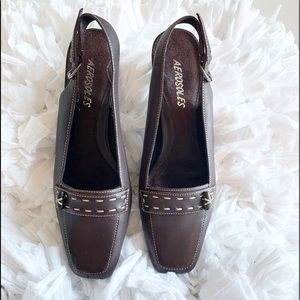Aerosoles brown kitten heel leather sz 6 1/2